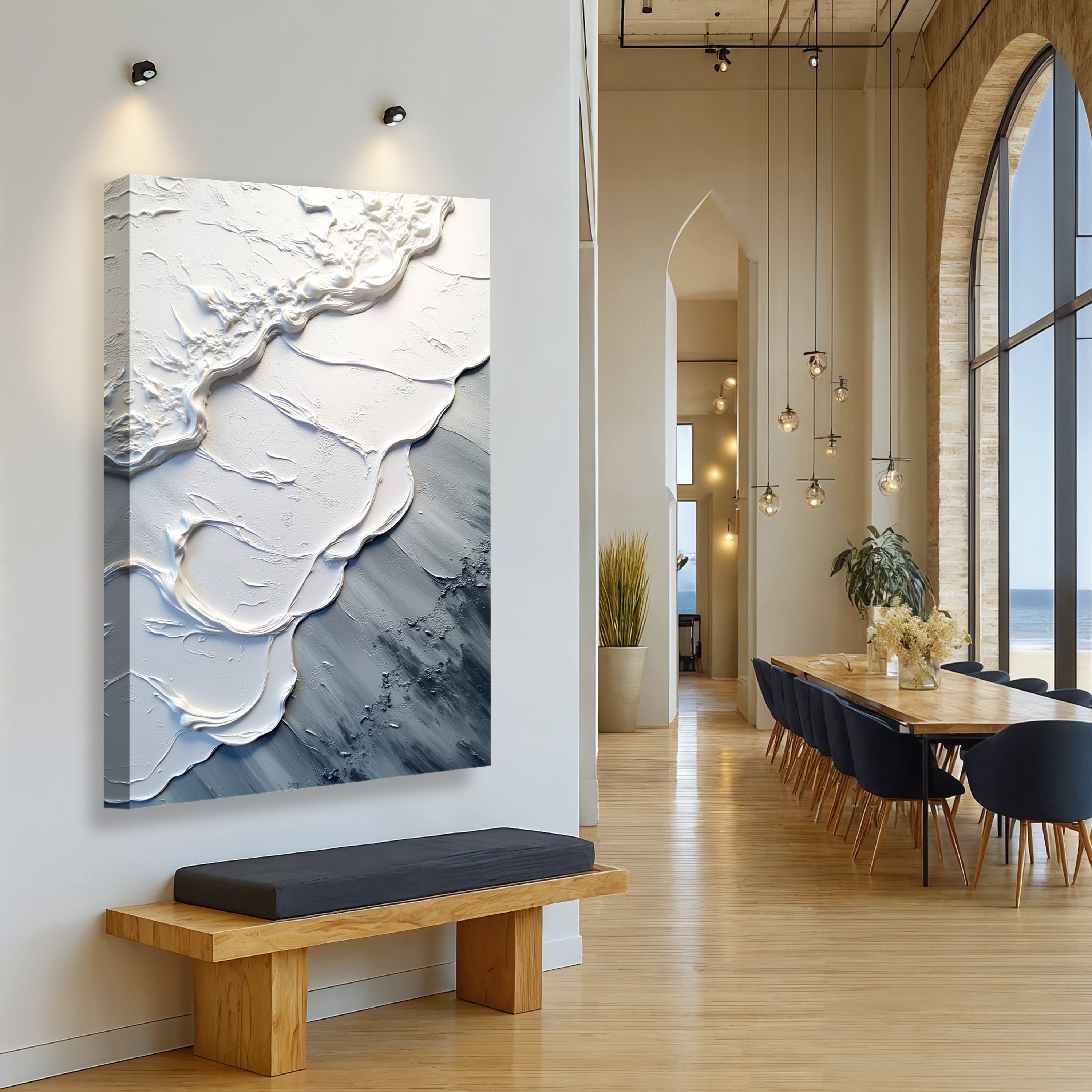 Abstract Minimalist Wave Impasto Wall Art II