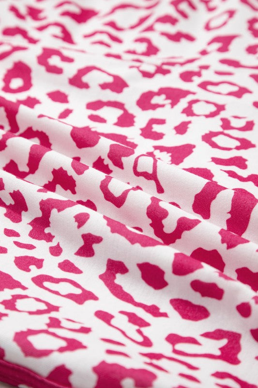 Leopard Contrast Trim Elastic Drawstring Shorts