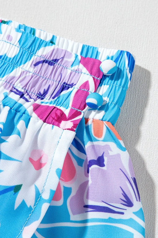 Floral Printed High Waist Split Skirt