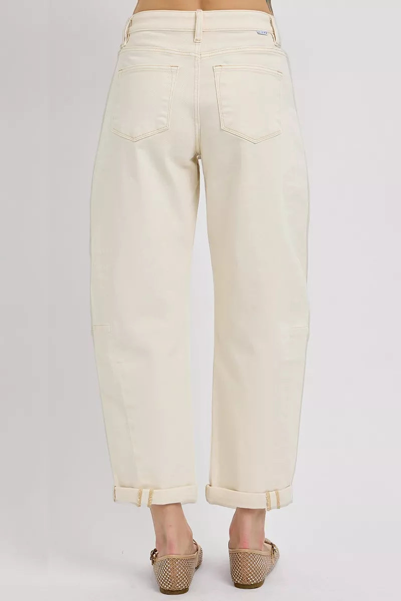 RISEN JEANS | Cream Cuffed Denim