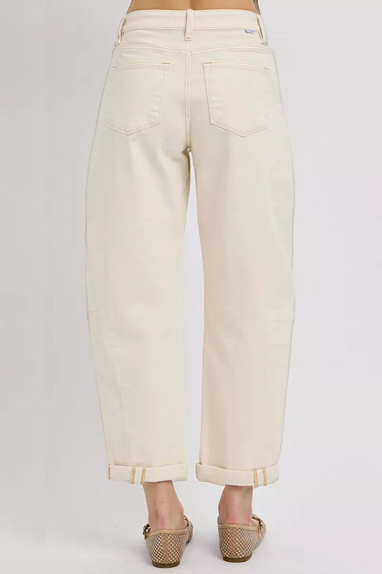 RISEN JEANS | Cream Cuffed Denim