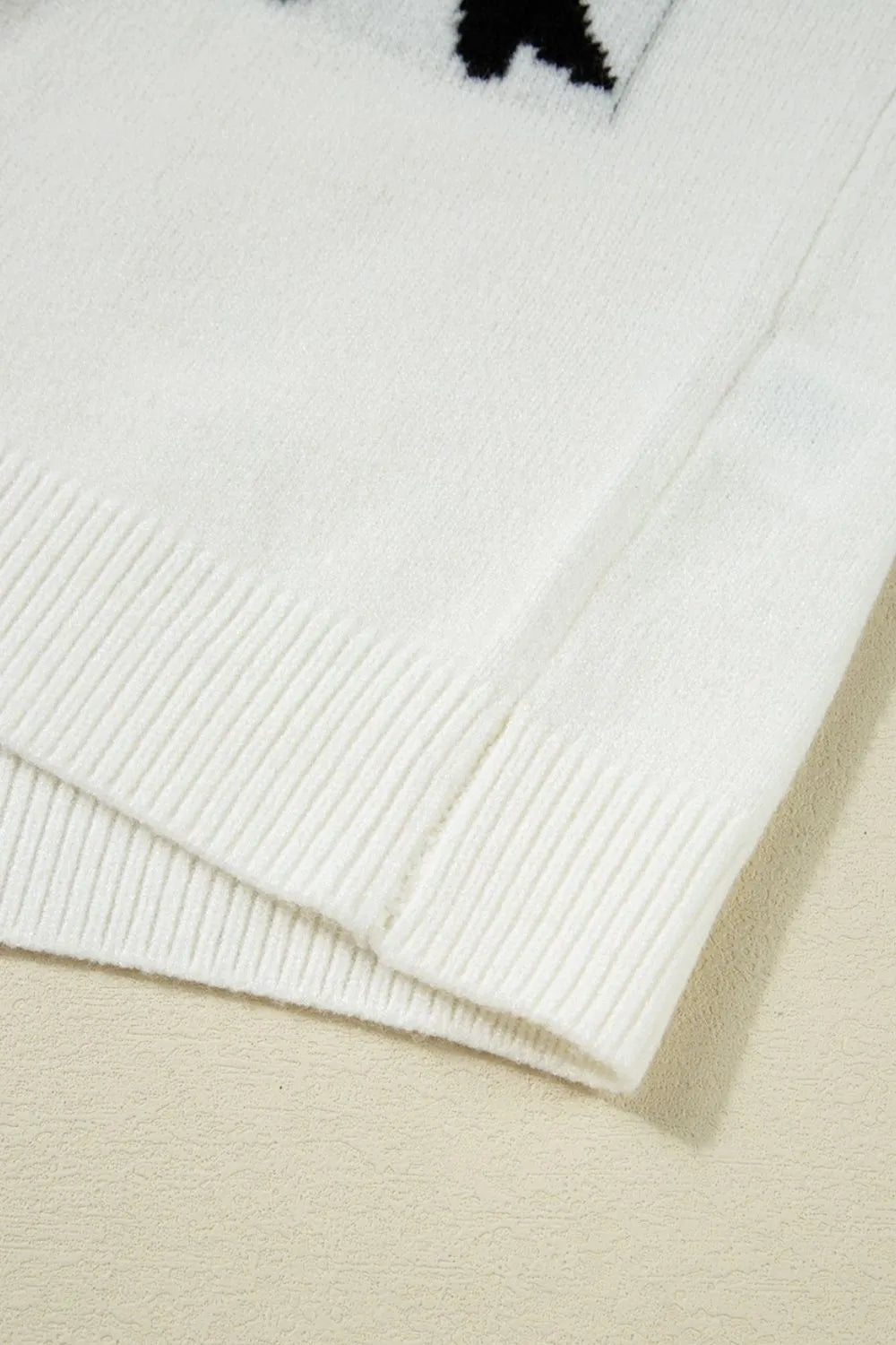 Bow Pattern Knit Short Sleeve Sweater