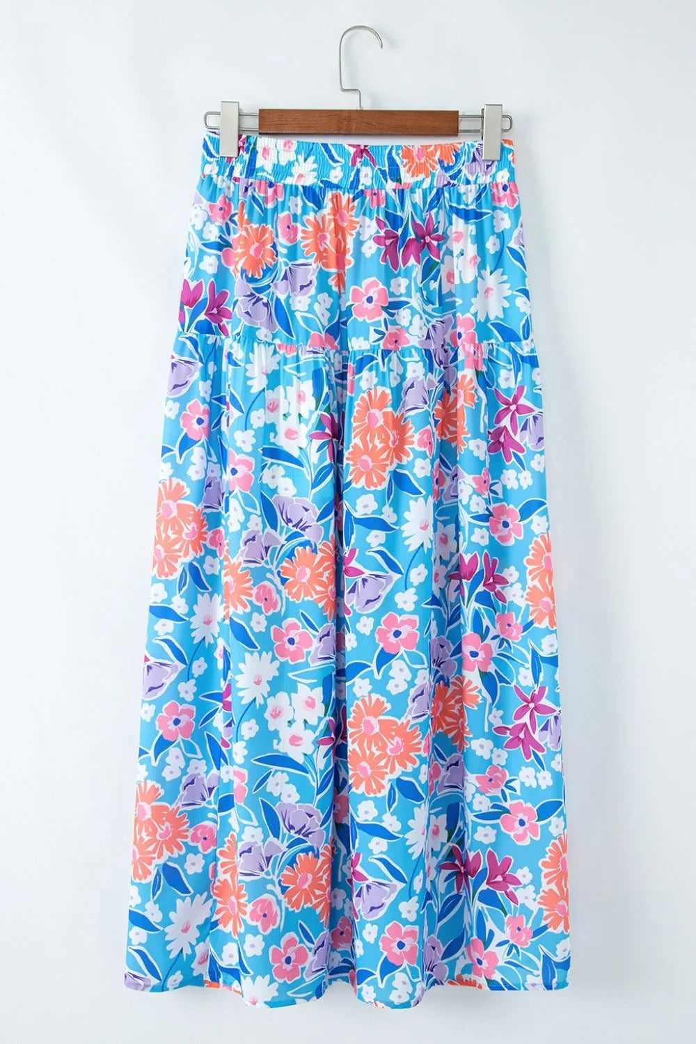 Floral Printed High Waist Split Skirt