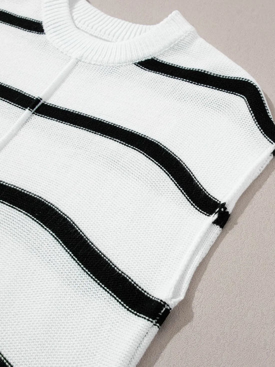 Striped Batwing Sleeve Knit Top
