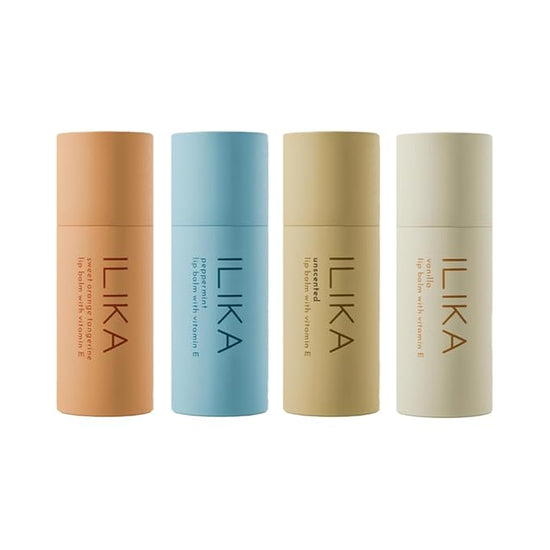 ILIKA Lip Balm Organic, 100% Plant-Based, 2X Volume, Low CO2e - COSMOS Certified Organic, PETA Certified Vegan & Cruelty-Free, Biodegradable Tube 4 Pack, Classic Collection