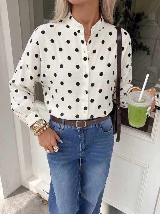 Polka Dot Button-Up Shirt