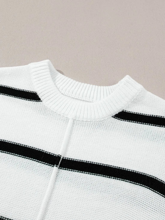 Striped Batwing Sleeve Knit Top