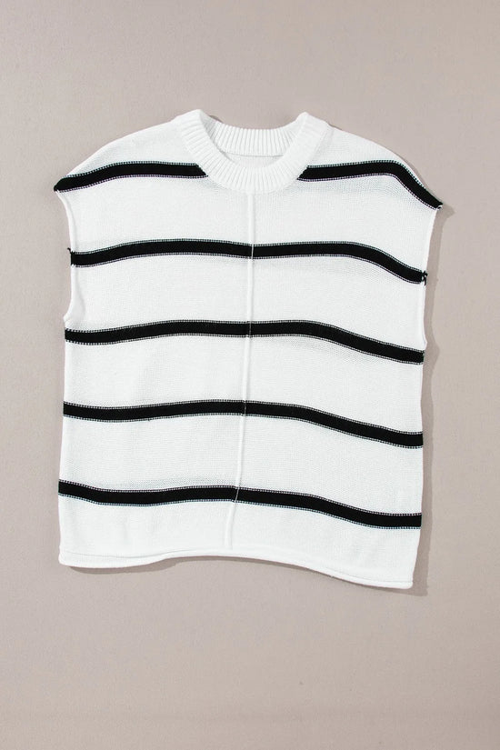 Striped Batwing Sleeve Knit Top