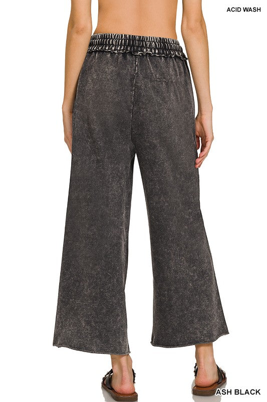 Zenana French Terry Palazzo Pockets Womens Pants S-XL BlueGrey