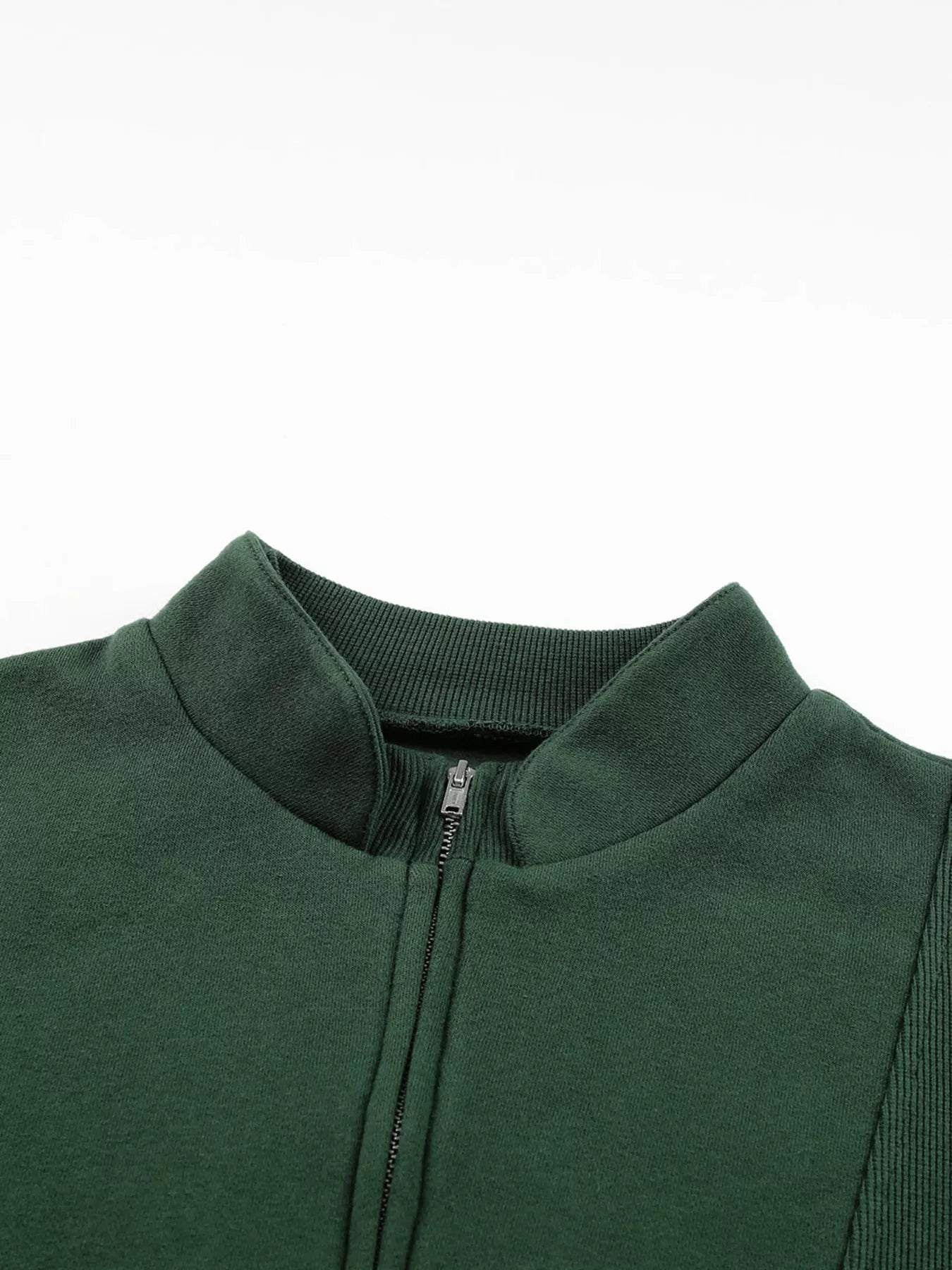 Half Zip Stand Collar Exposed Seam Solid Color Casual Sweatshirt
