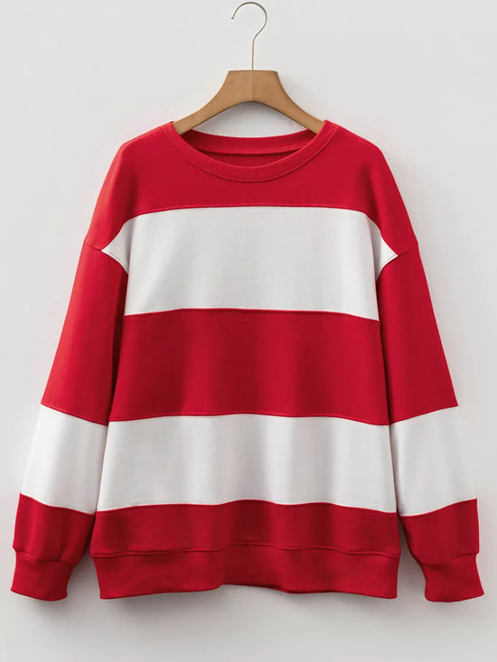Colorblock Drop Shoulder Baggy Sweatshirt
