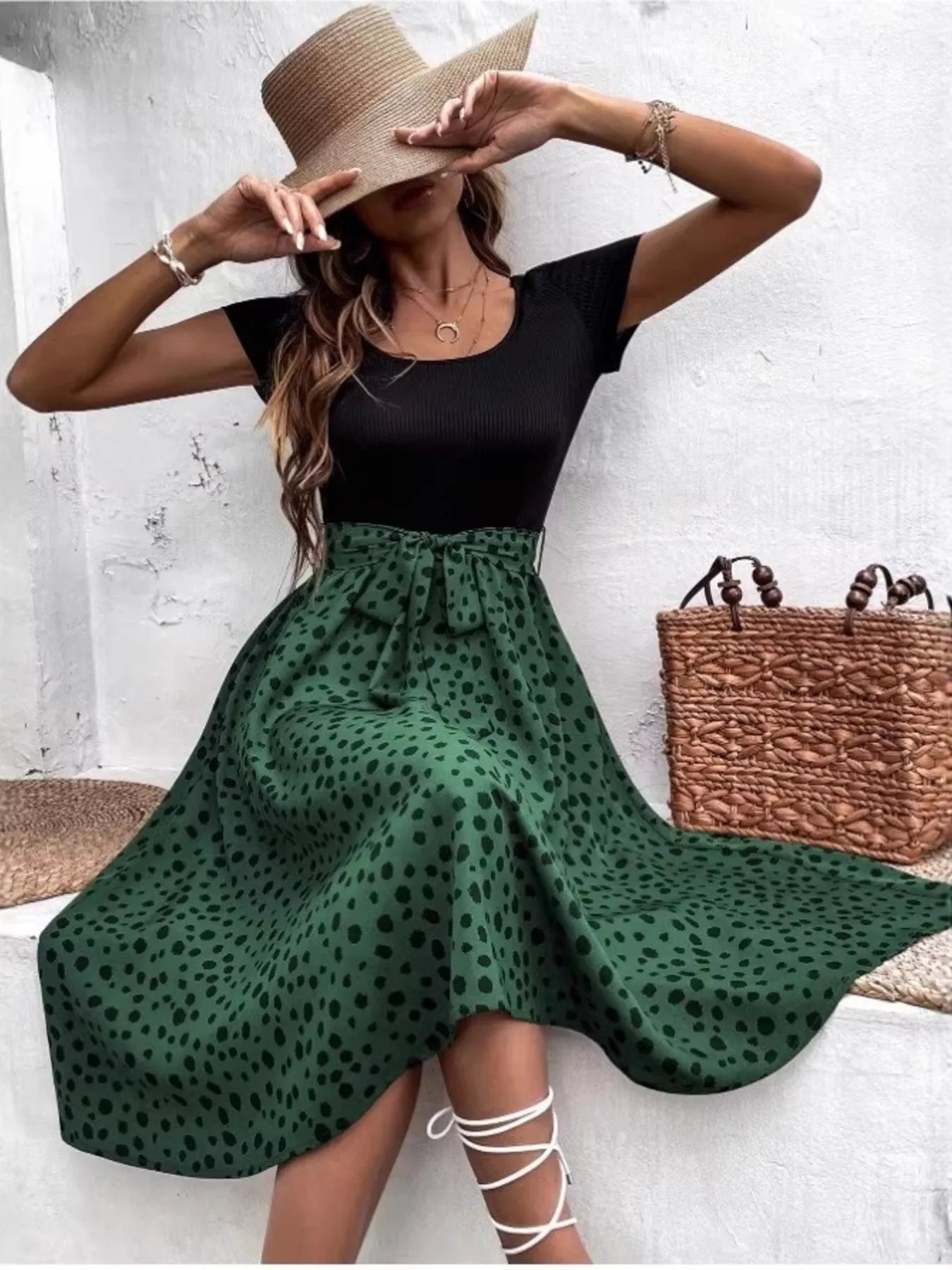 Leopard Print Tie-Waist Dress