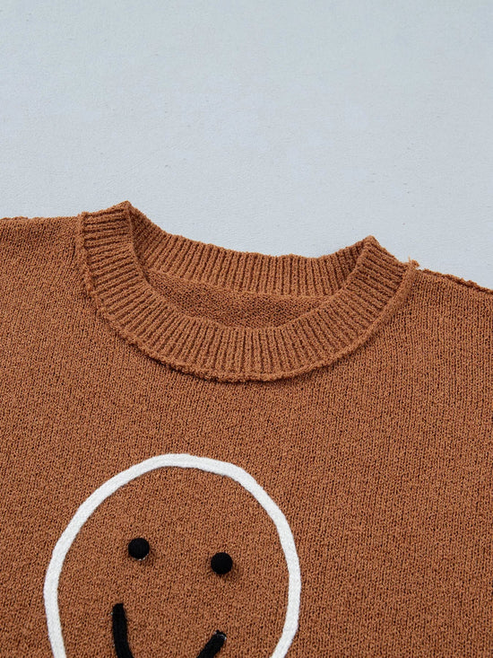 Oversized Drop Shoulder Round Neck Christmas Sweater