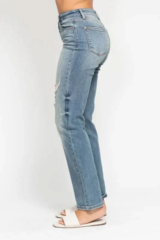 Judy Blue Full Size High Waist Distressed Dad Jean