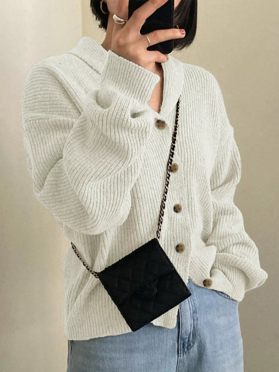 Button-Down Dropped Shoulder Cardigan