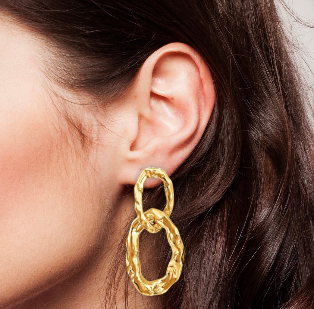 Lorah Hammered Link Drop Earrings