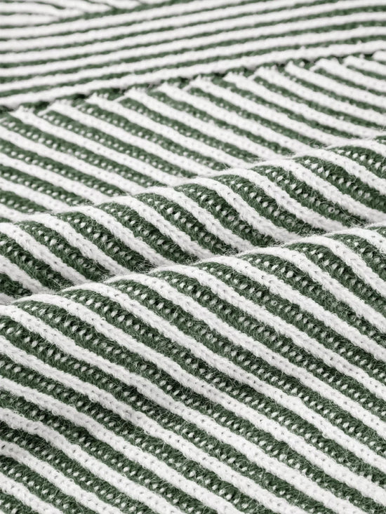 Striped Ribbed Knit Boat Neck Baggy Sweater