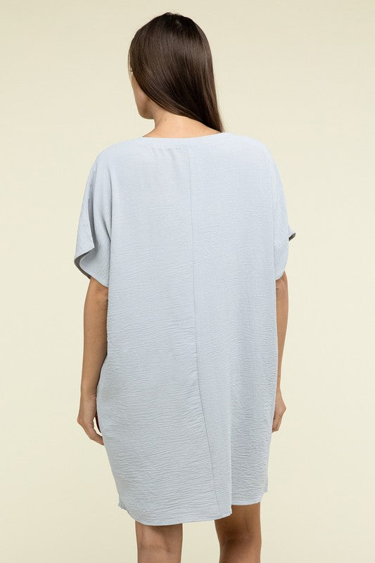Zenana Woven Airflow V Neck Womens Dress Pockets S-XL 3Colors
