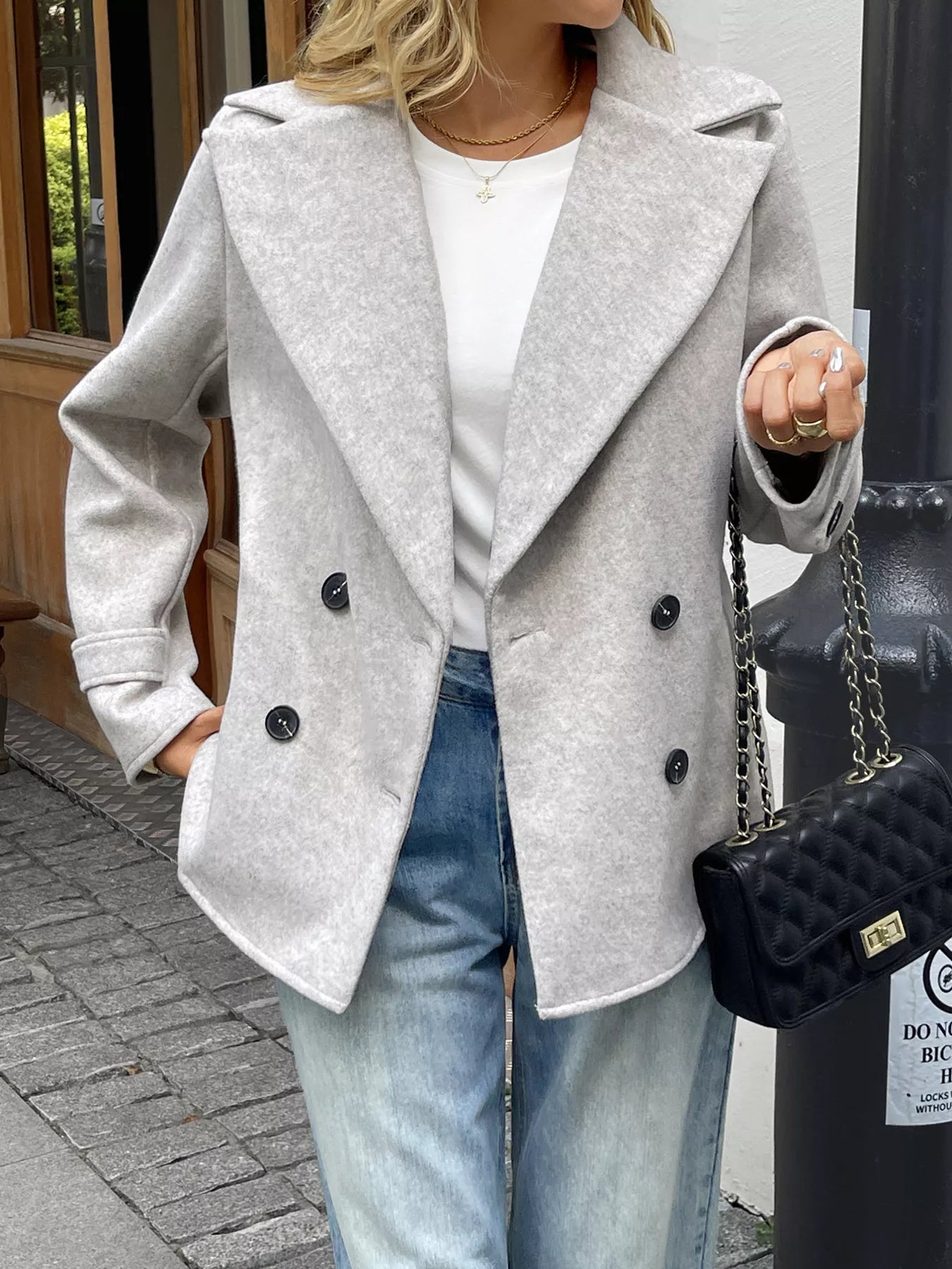 Wool Blend Double-Breasted Jacket