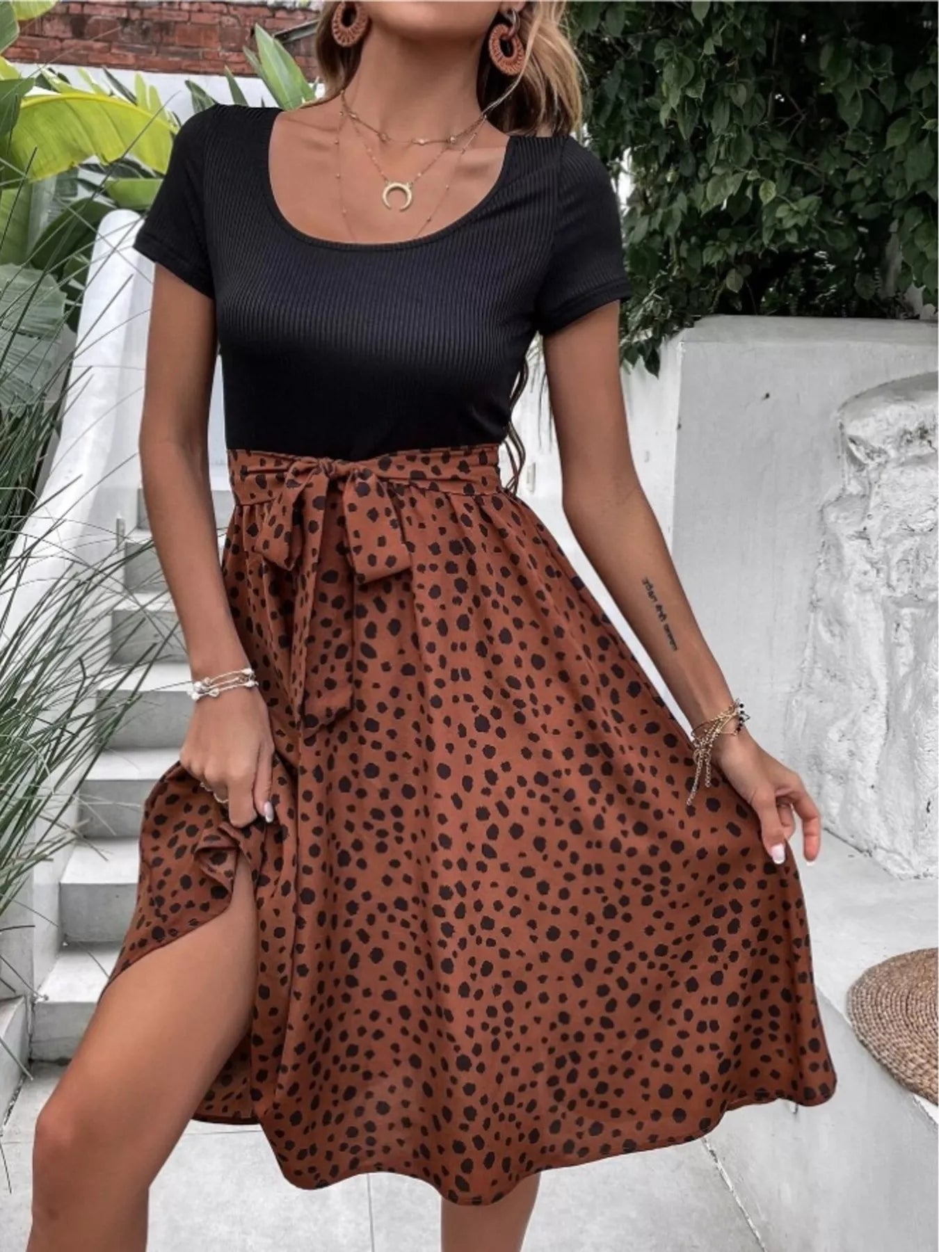 Leopard Print Tie-Waist Dress
