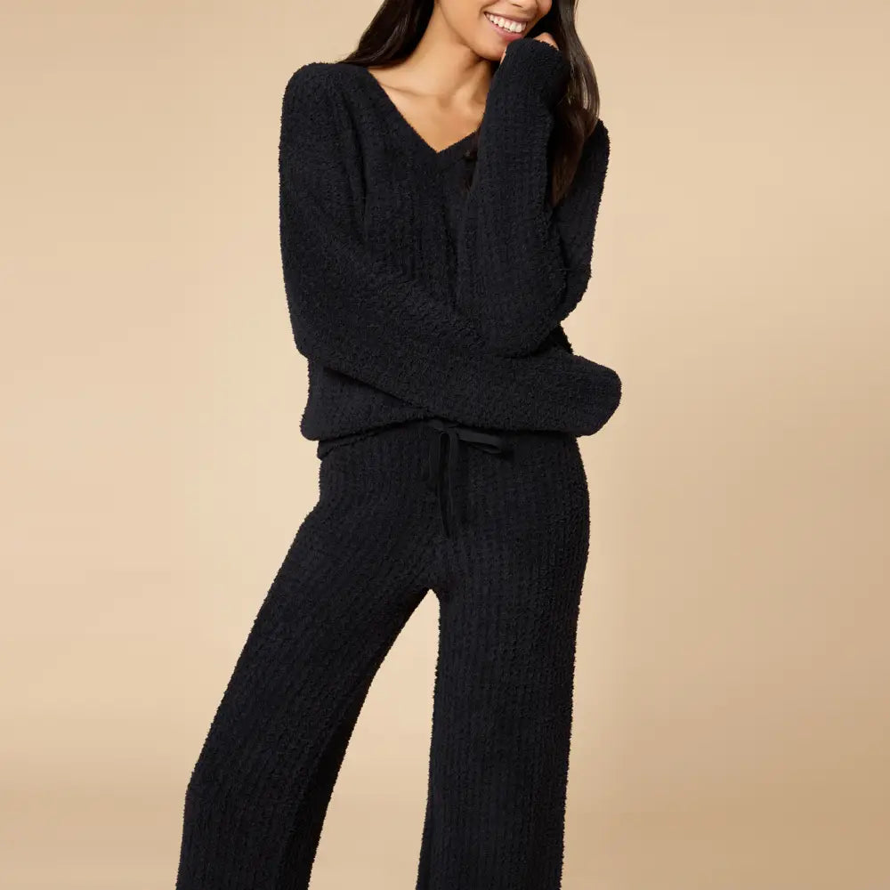 Marshmallow Waffle V-Neck Lounge Set