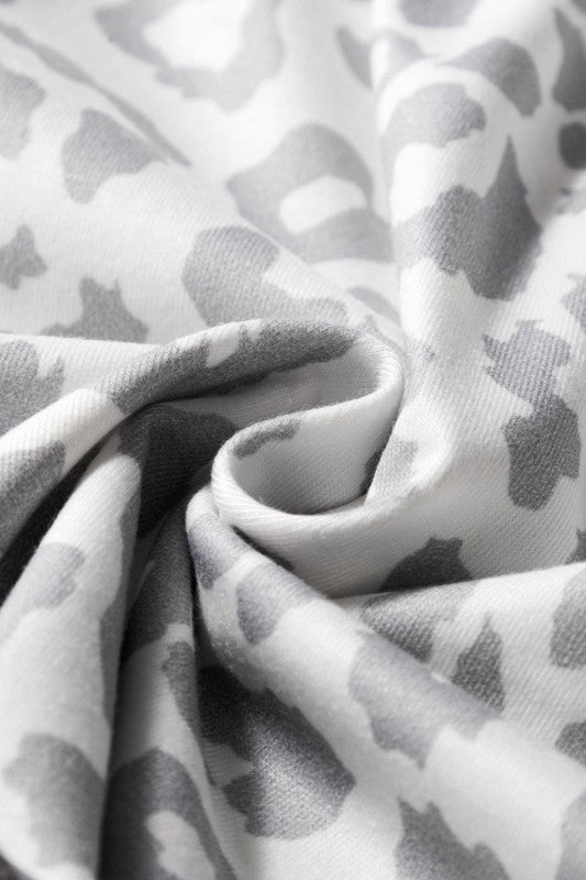 Leopard Contrast Trim Elastic Drawstring Shorts