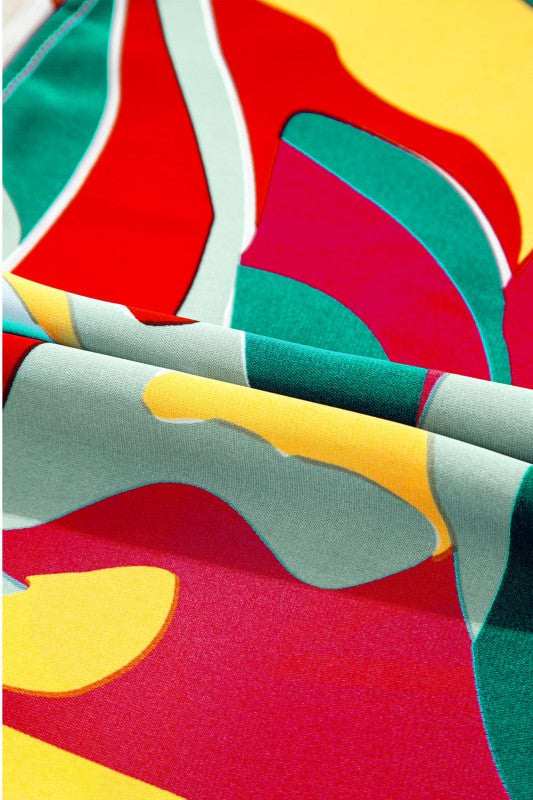 Abstract Stripe Patchwork Tie Strap Maxi Dress