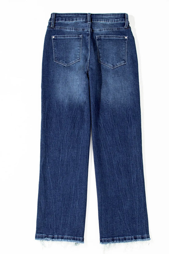 Mineral Wash Raw Hem High Waist Flared Jeans
