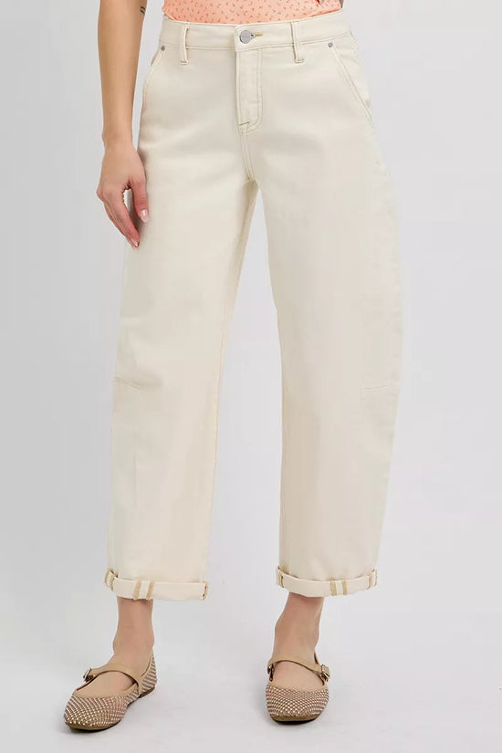 RISEN JEANS | Cream Cuffed Denim