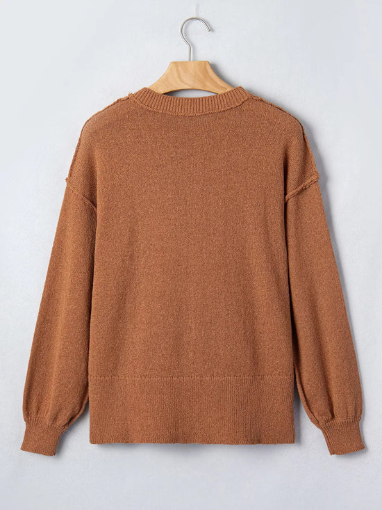 Oversized Drop Shoulder Round Neck Christmas Sweater