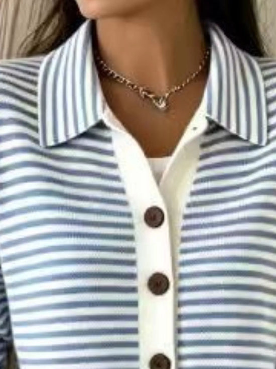 Full Size Striped Button-Down Knit Cardigan Plus Size