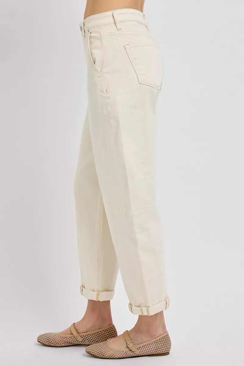 RISEN JEANS | Cream Cuffed Denim