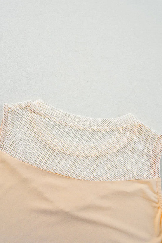Mesh Patchwork Crew Neck Tank