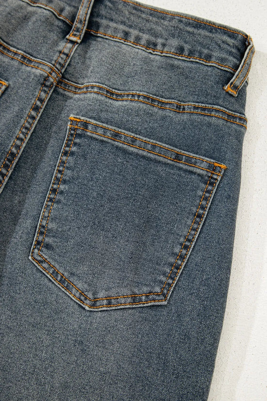 Exposed Stitching Loose Straight High Waist Jeans