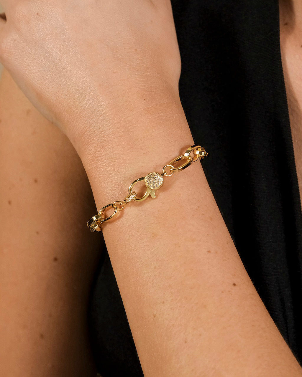 Tove CZ Clasp & Paperclip Chain Bracelet