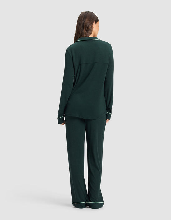 Women's Bamboo Rib-Knit Classic Long Sleeve Pajama Set