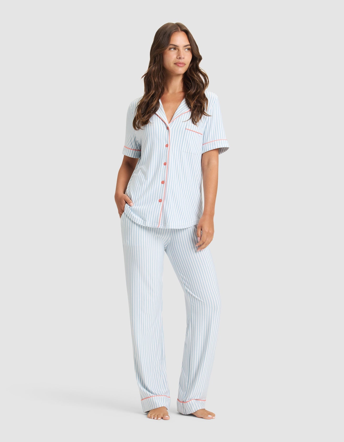 Women's Bamboo Stretch-Knit Short Sleeve & Pant Pajama Set