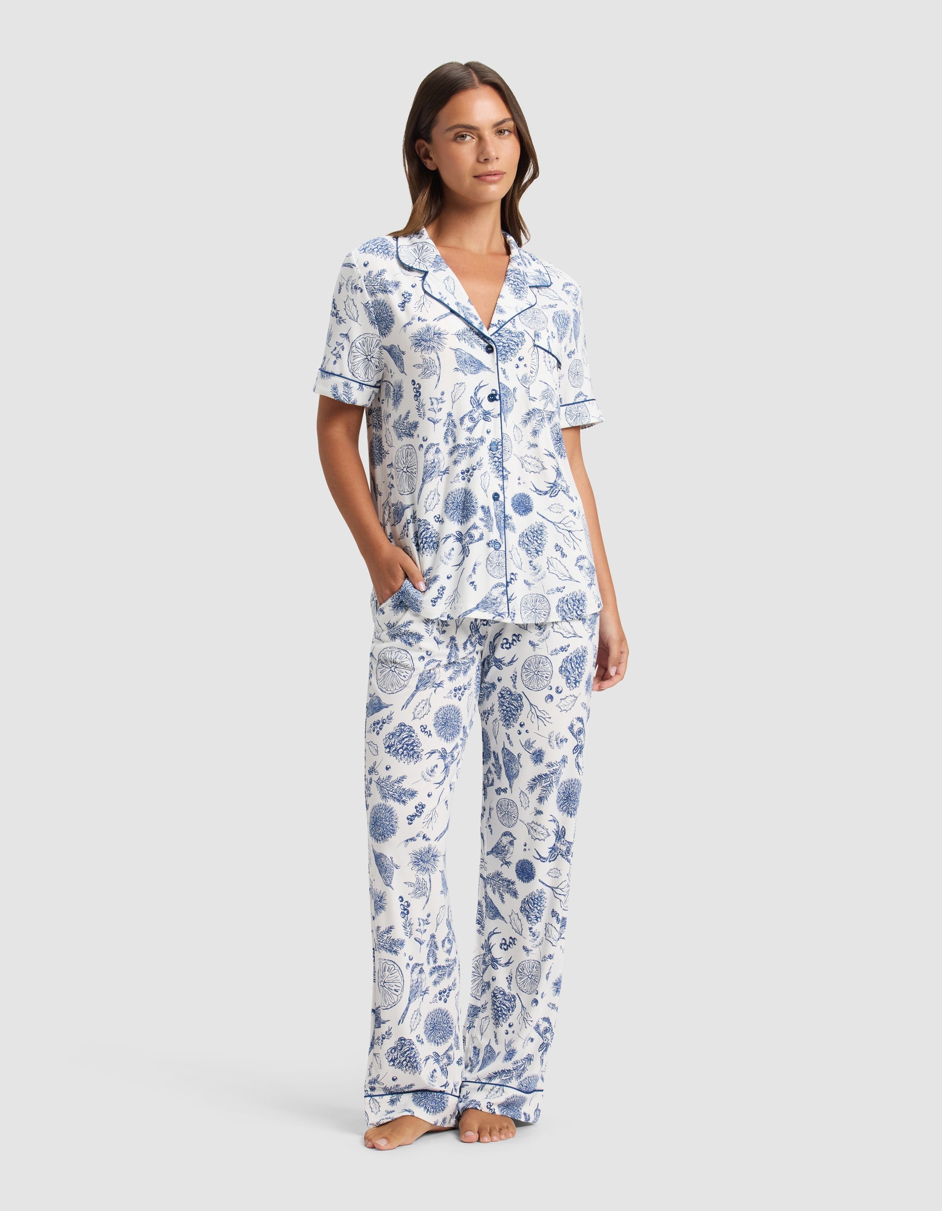Women's Bamboo Stretch-Knit Short Sleeve & Pant Pajama Set
