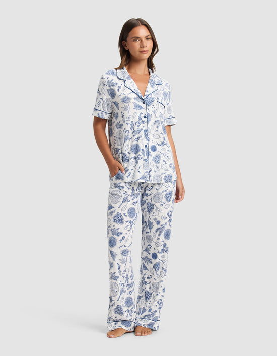 Women's Bamboo Stretch-Knit Short Sleeve & Pant Pajama Set
