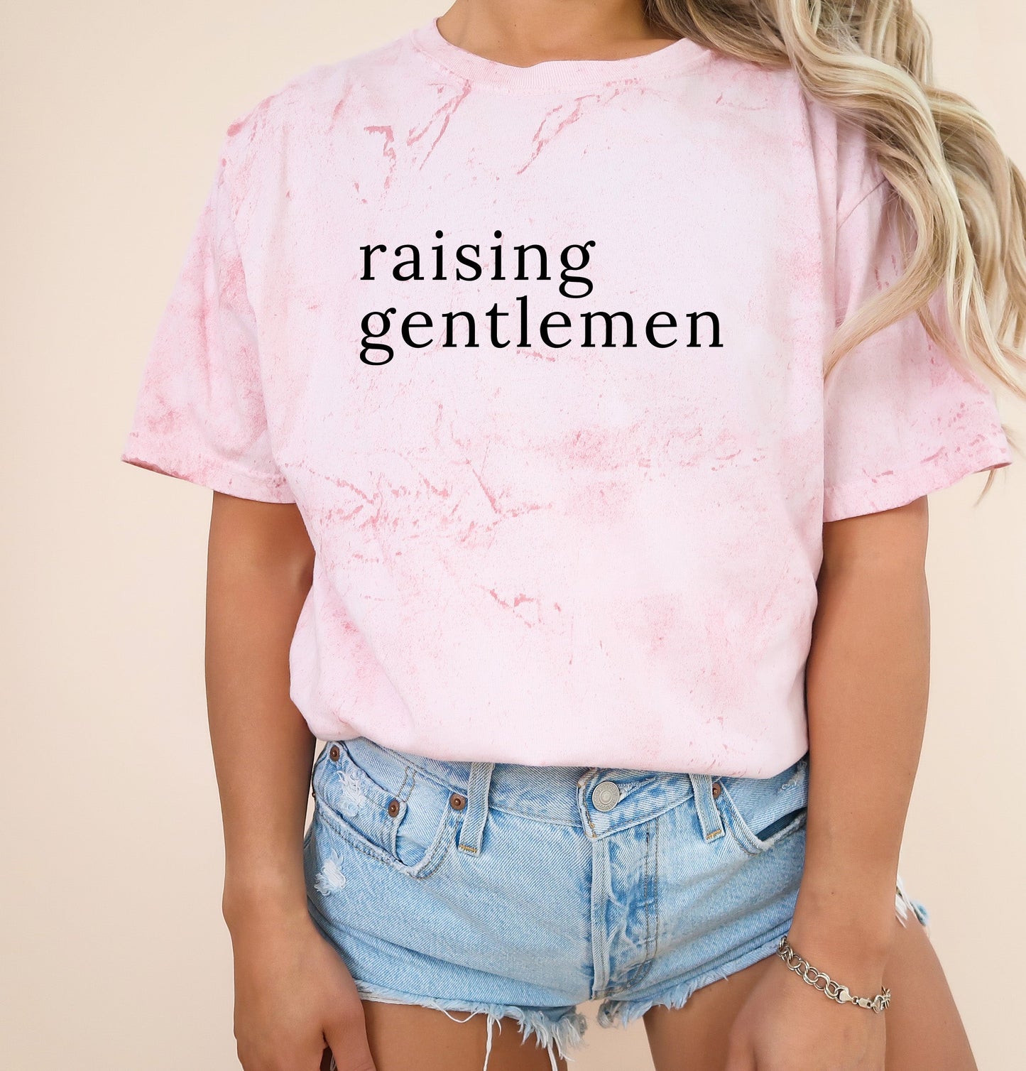 Raising Gentlemen Boy mom Garment Dyed T Shirt (serif)