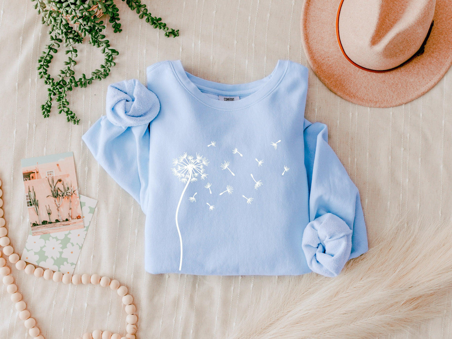 Dandelion Plant Botanical Garment Dyed Comfort Colors Sweatshirt