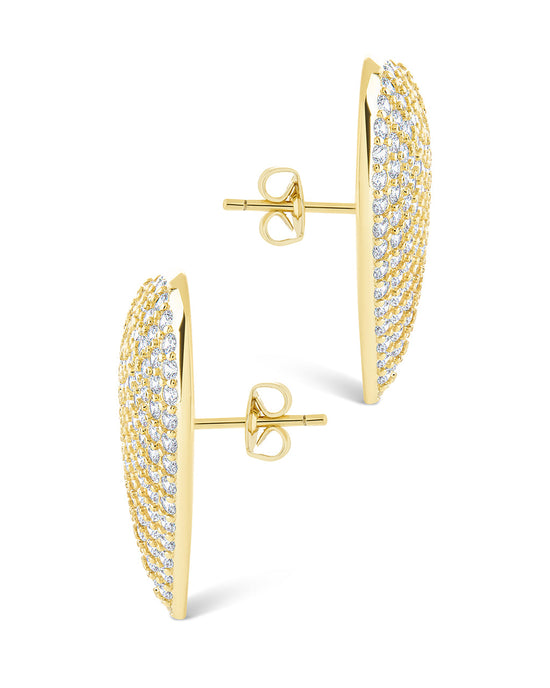 Disco Heart CZ Statement Stud Earrings