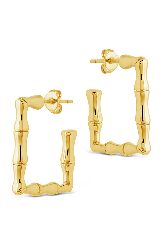 Bamboo Rectangular Hoop Earrings