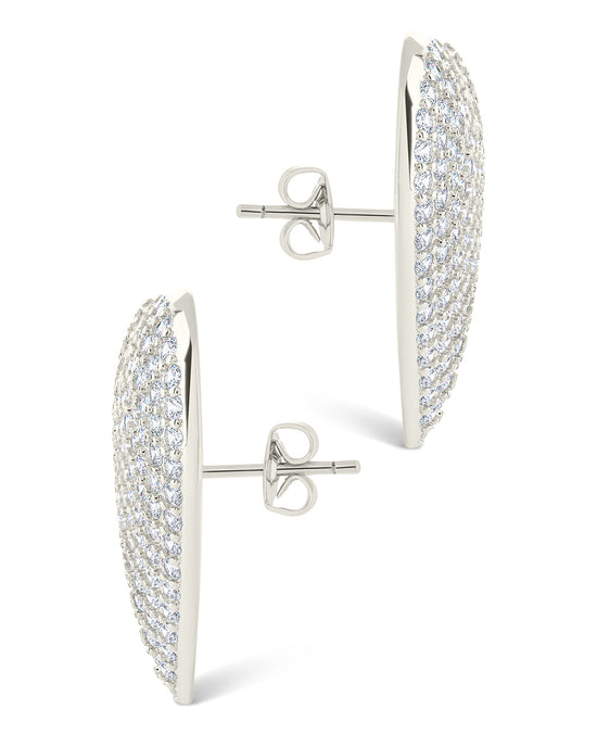 Disco Heart CZ Statement Stud Earrings