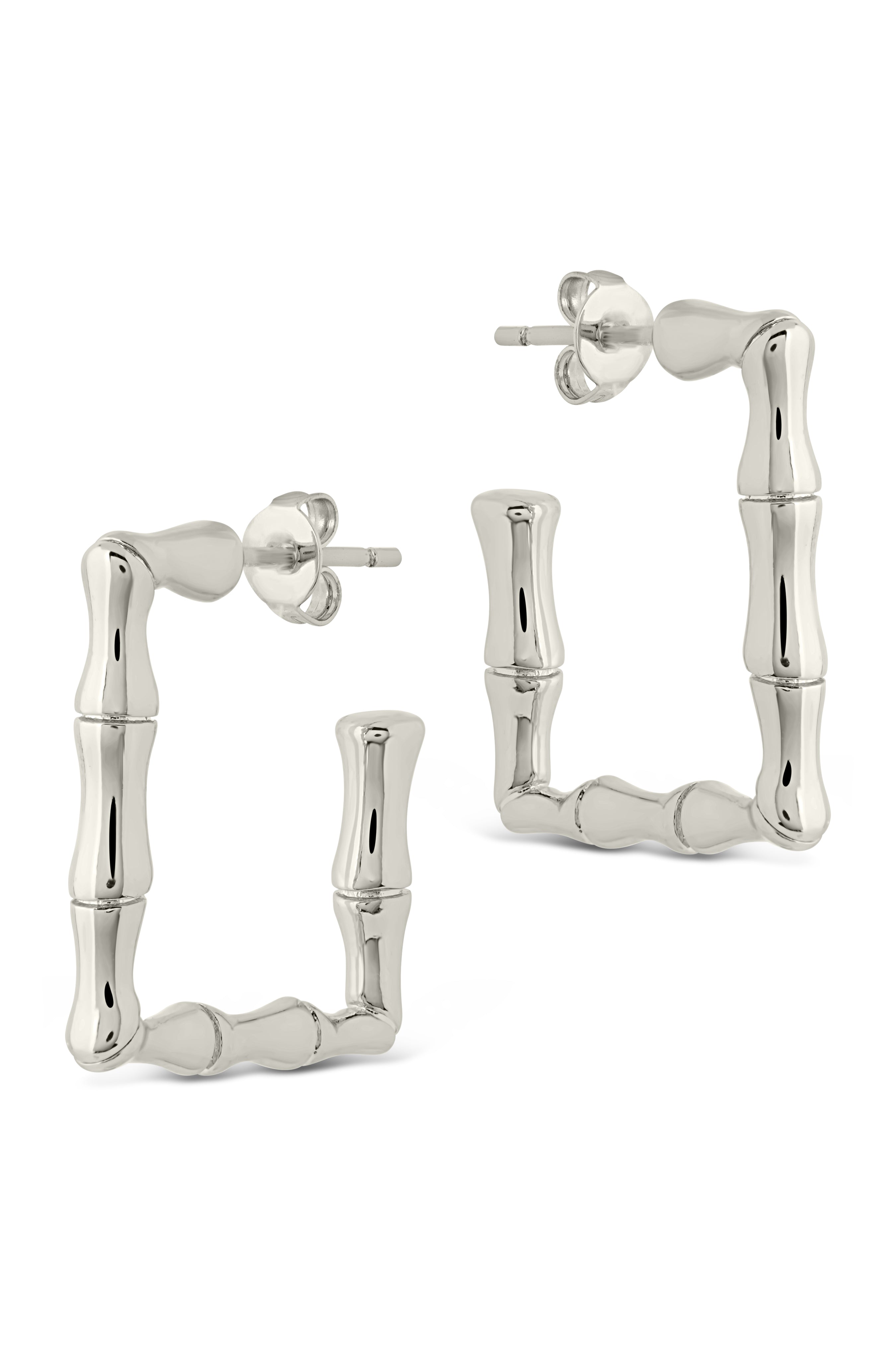 Bamboo Rectangular Hoop Earrings