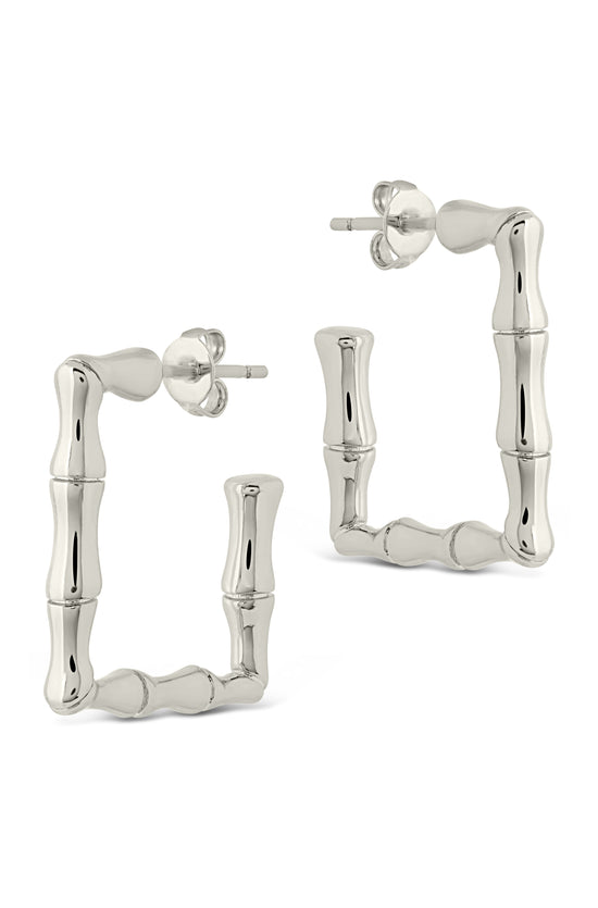 Bamboo Rectangular Hoop Earrings