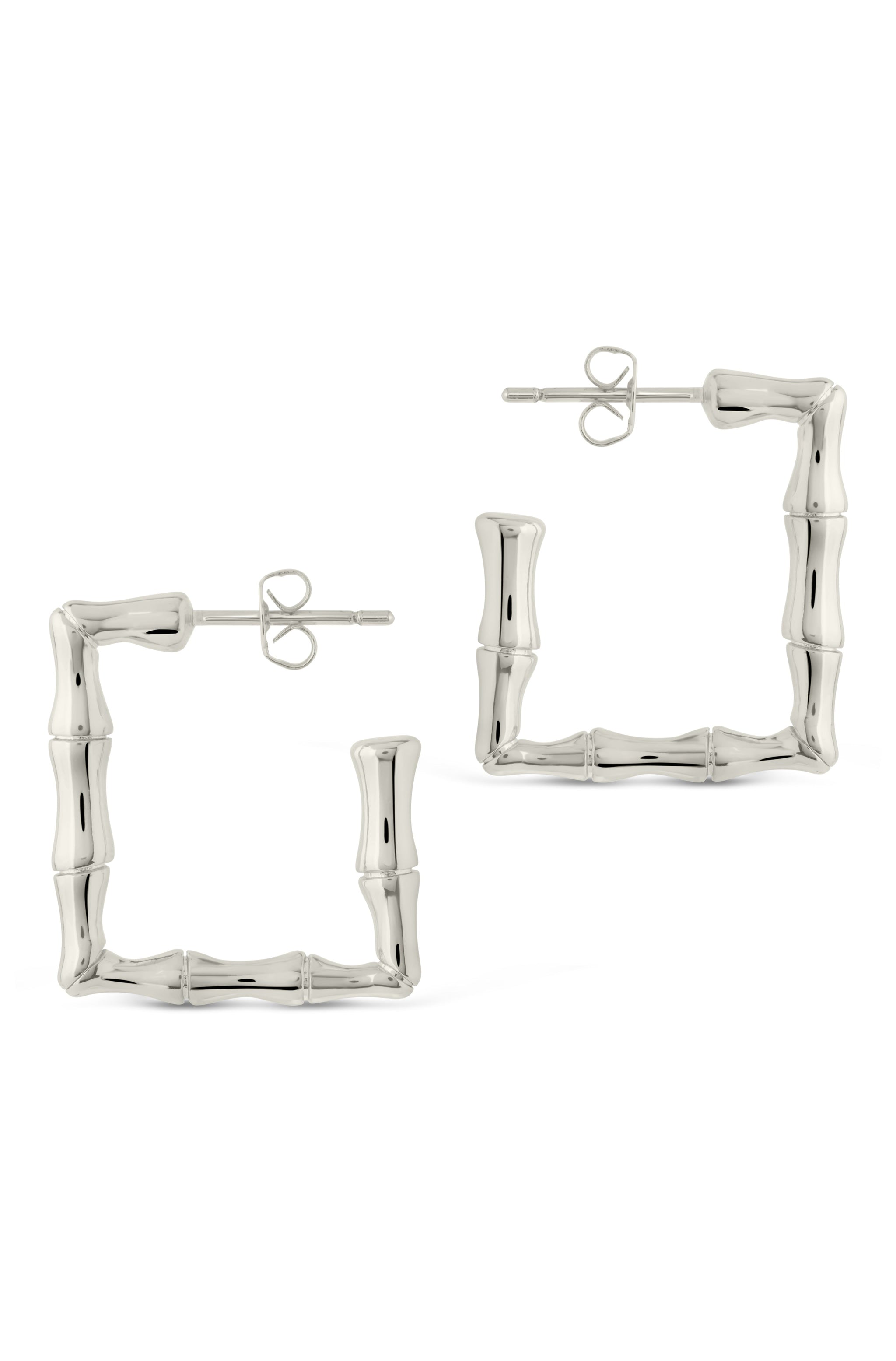 Bamboo Rectangular Hoop Earrings
