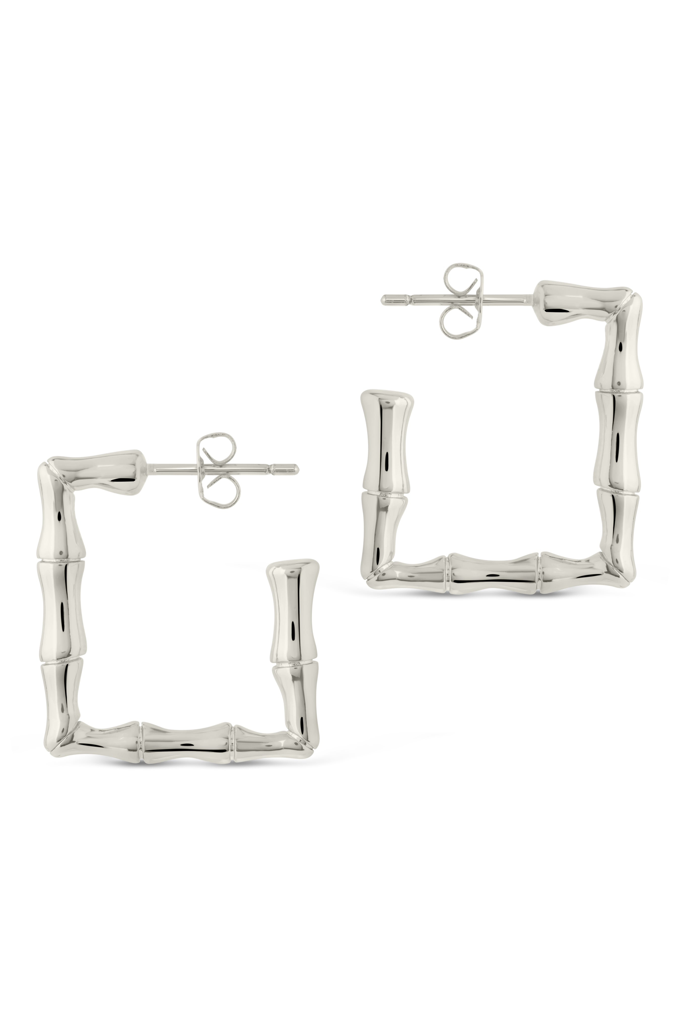 Bamboo Rectangular Hoop Earrings