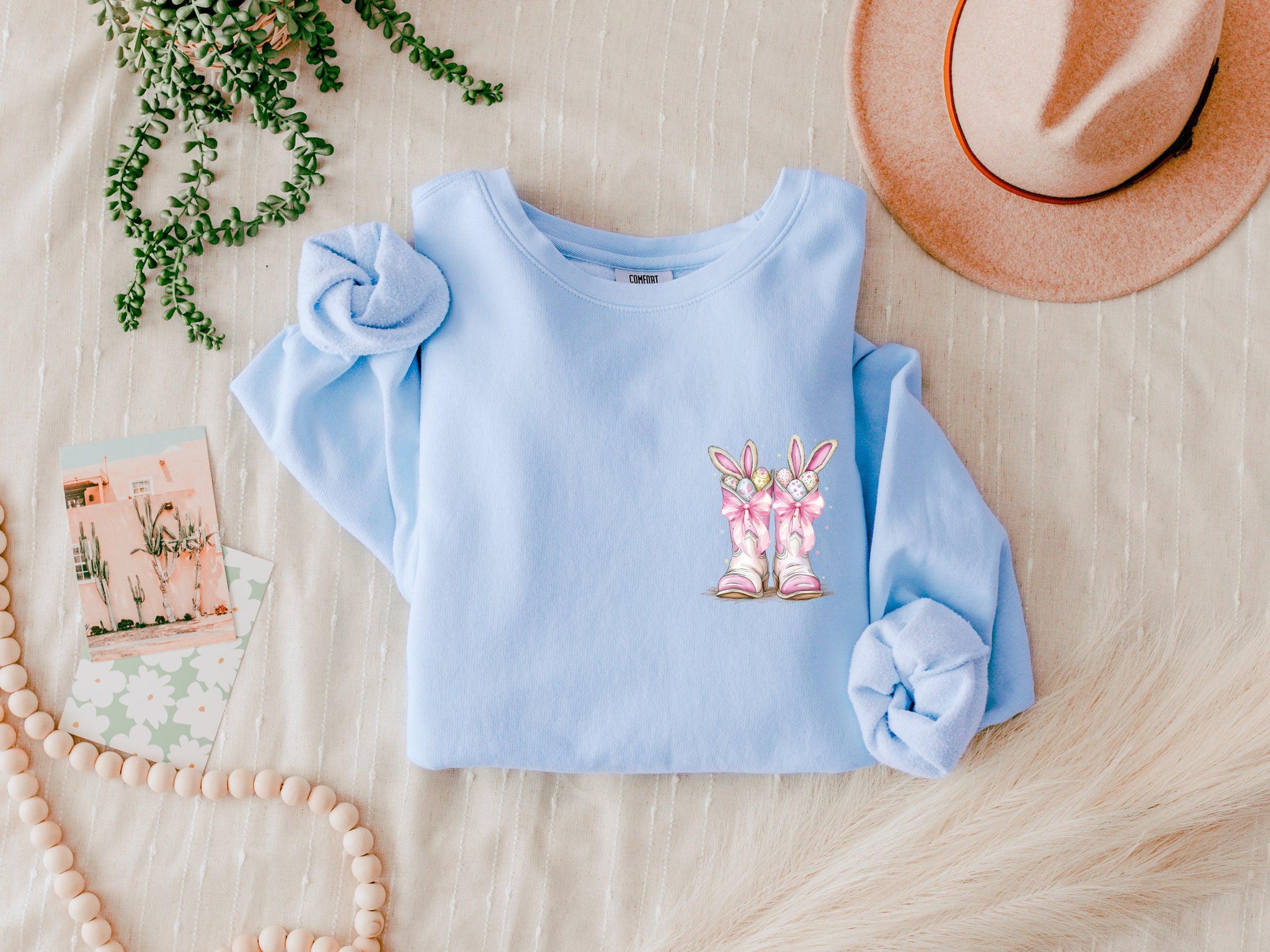 Easter Eggs In boots Christian Garment Dyed Comfort Colors Sweatshirt