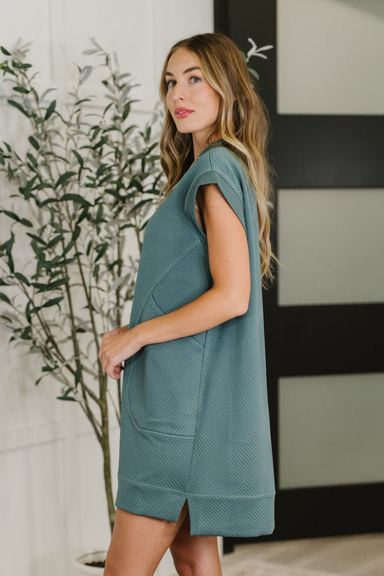 THE HUSTLE & ZIP TEXTURED DRESS – JADE